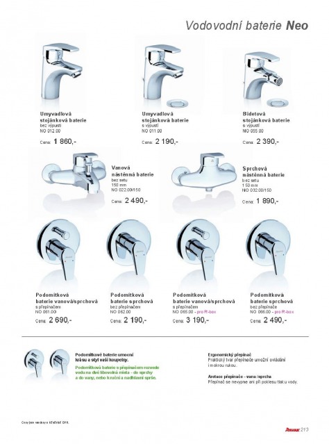 Koupelny Ravak katalog, strana 212